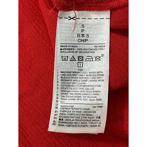 Gap Top Womens Small Shirt Blouse Long Sleeve Red Peasant Boho Casual Fall Work - Picture 11 of 16